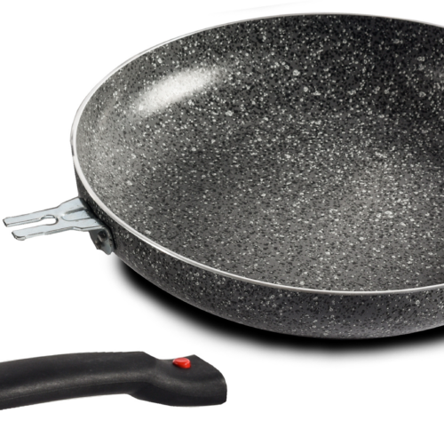 Berger Pfanne Stone Rock 2-tlg. mit abnehmbarem Griff und Antihaftbeschichtung Ø 24 cm - Camping Pfannen & Woks