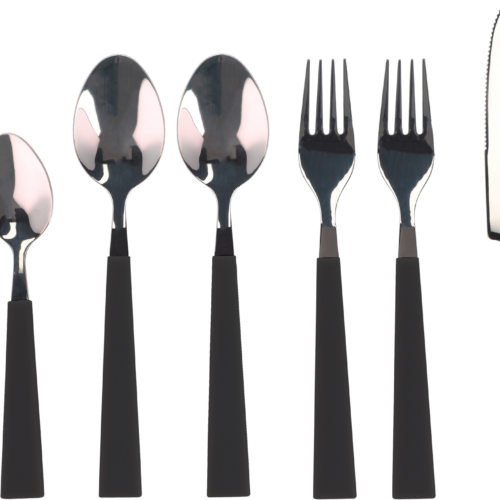 Berger Solona Edelstahl Besteck-Set schwarz 16-tlg. für 4 Personen - Campingbesteck