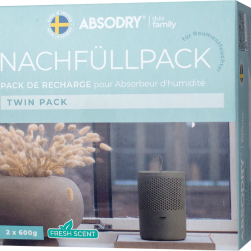 Absodry Duo Family Nachfüllpackung für Series 6 und Hanger 2 x 600 g mit Frischeduft - Luftentfeuchter & Luftreiniger