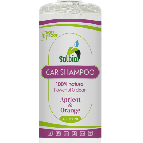 Solbio All-in-One natürliches Car-Shampoo zur Reinigung von Wohnwagen / Zelte / Markisen / Boote / Fahrräder mit Aprikosen- und Orangenduft 1 Liter - Innenbereich & Scheiben