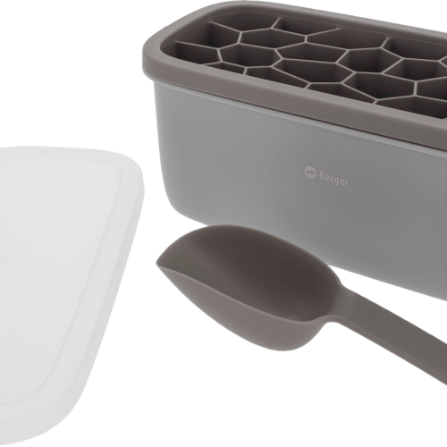 Berger Eiswürfel-Set inkl. Eiswürfelform, Deckel, Box und Eisschaufel grau - Kühlschrank-Zubehör