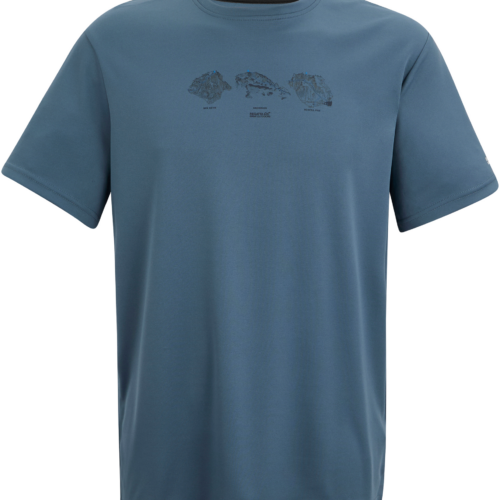 Regatta Fingal Herren Funktionsshirt mit Grafikprint türkis XL - Herrenshirts, -hemden & -pullover