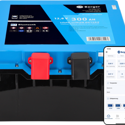 Berger LiFePO4 Lithium Untersitz Batterie Pro 300 Ah 12 V mit Bluetooth & Heizung - Fahrzeug-Batterien