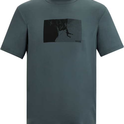 Regatta Fingal Stretch Herren Funktionsshirt mit Grafikdruck dunkelgrau M - Herrenshirts, -hemden & -pullover