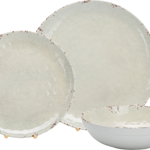 Flamefield Rustic Pearl Set Geschirrset 12-teilig - Kunststoff und Melamin Geschirr-Sets