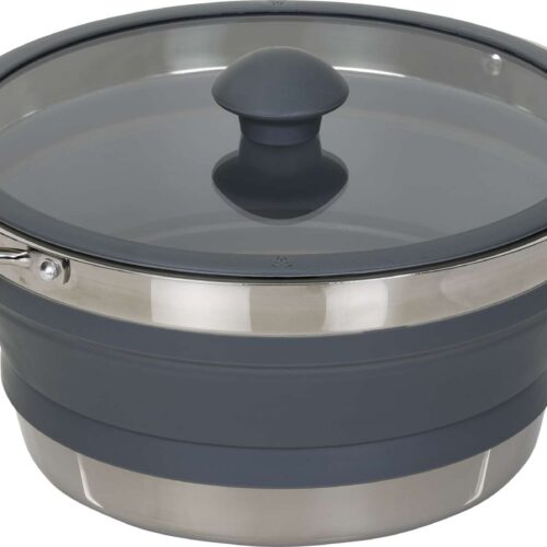 Berger Edelstahl Falt-Topf 3,5 Liter grau gefaltet 6 cm hoch - Camping-Töpfe