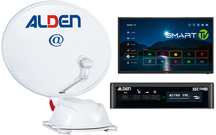 Alden Onelight@ EVO 60 Satellitenanlage Ultrawhite mit S.S.C HD-Steuermodul und LED Smartwide TV 19 Zoll - Camping-Sat-Anlagen