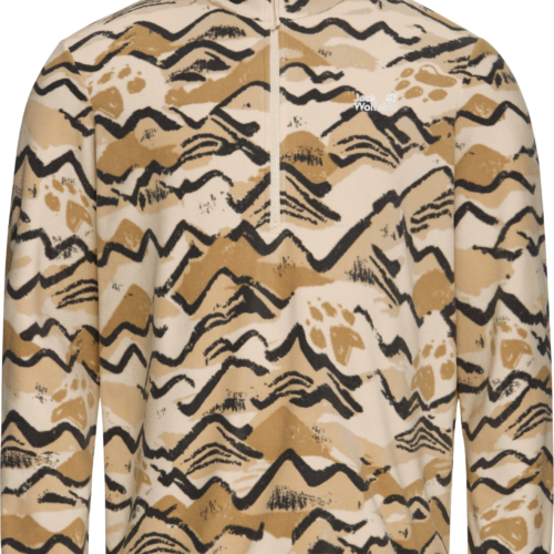 Jack Wolfskin Paw Era 100 Print Herren Fleecepullover hellbraun XL - Herrenshirts, -hemden & -pullover
