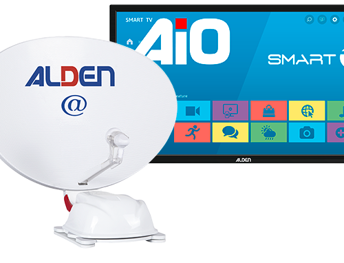 Alden AS2@ 60 SKEW / GPS Satellitenanlage Ultrawhite inkl. A.I.O. SMART TV 24 Zoll - Camping-Sat-Anlagen