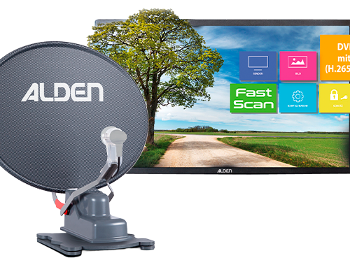 Alden Onelight HD vollautomatische Satellitenanlage Platinium inkl. Ultrawide LED TV 24" - Camping-Sat-Anlagen