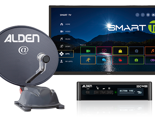Alden AS2@ 60 HD vollautomatische Satellitenanlage Platinium inkl. S.S.C. HD Steuermodul / LTE Antenne / Smartwide LED TV 19 Zoll - Camping-Sat-Anlagen