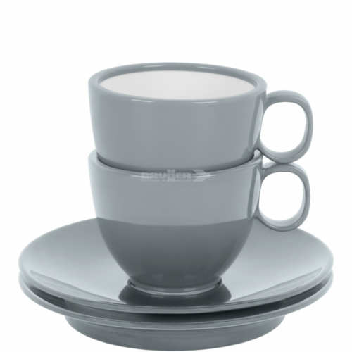 Brunner Antislip Espresso-Tassen Set 2-teilig mit rutschhemmende Untertasse - Becher & Tassen
