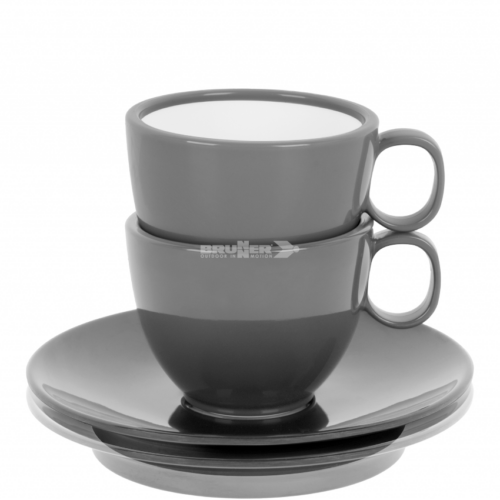 Brunner Antislip Espresso-Tassen Set 2-teilig mit rutschhemmende Untertasse - Becher & Tassen