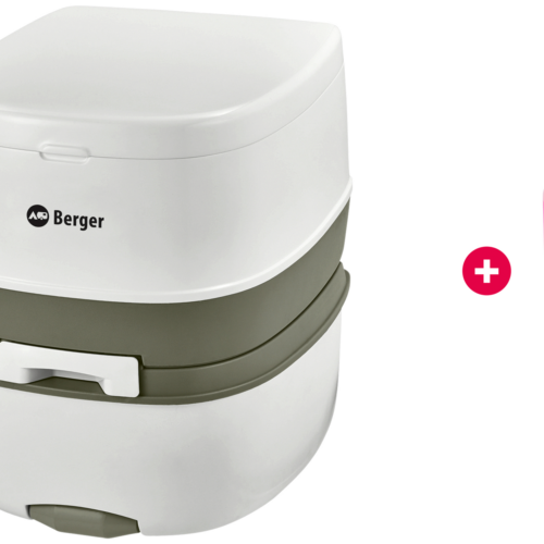 Berger Nolira Supreme Mobil WC Starter-Set mit Campingtoilette, Toilettenpapier und Sanitärflüssigkeiten - Chemietoiletten