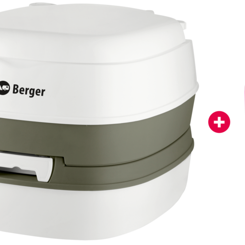 Berger Nolira Comfort Mobil WC Starter-Set mit Campingtoilette, Toilettenpapier und Sanitärflüssigkeiten - Chemietoiletten