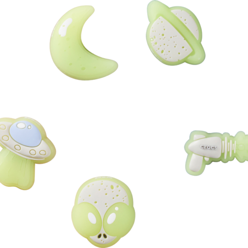 Crocs Jibbitz Glow In The Dark Space 5er Pack gelb - Handschuhe, Gürtel & Sonstiges