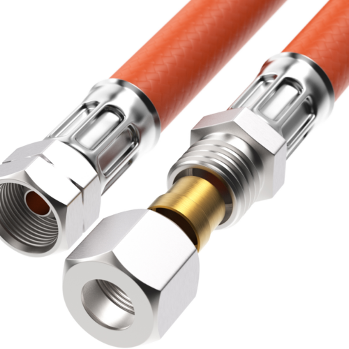 Campko Gasschlauch Mitteldruck 400 mm / 10 bar Anschlüsse 1/4-LH x M16x1,5 (10 mm) - Gas-Verlängerungsschläuche