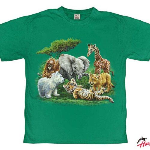 Harlequin Jungle Club Kinder T-Shirt grün 152 - Kinder T-Shirts & -hemden