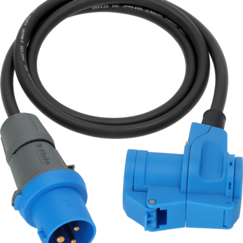 Brennenstuhl CEE Camping Verlängerungskabel CEE Stecker auf Winkelkupplung Schutzkontakt Steckdose 230 V / 16 A Schwarz 1,5 Meter - CEE-Kabel