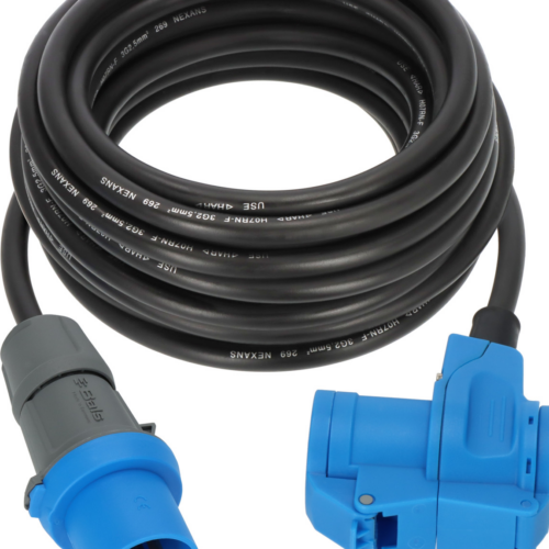 Brennenstuhl CEE Camping Verlängerungskabel CEE Stecker auf Winkelkupplung Schutzkontakt Steckdose 230 V / 16 A Schwarz 10 Meter - CEE-Kabel