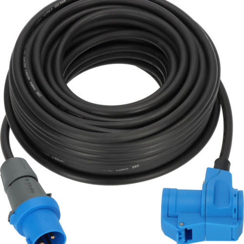 Brennenstuhl CEE Camping Verlängerungskabel CEE Stecker auf Winkelkupplung Schutzkontakt Steckdose 230 V / 16 A Schwarz 25 Meter - CEE-Kabel