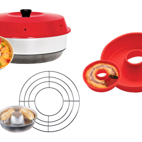 Omnia Campingbackofen Set 3-teilig inkl. Silikonbackform & Aufbackgitter - Auflauf- und Backformen