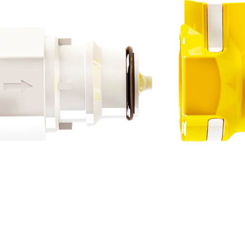 Lilie Push-and-Connect Ventiladapter Schnellkupplung Weissgelb inkl. Absperrfunktion gewinkelt 1/2 Zoll-Innengewinde x 10 mm - Schlauchadapter