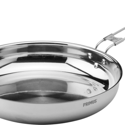 Primus CampFire Edelstahl Camping Bratpfanne 25 cm mit Aluminiumkern und Klappgriff 2 teilig - Grillroste, Pfannen und Platten