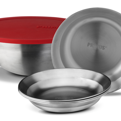 Primus CampFire Serving Kit Camping Geschirrset aus Edelstahl mit Silikondeckel 6-teilig - Schüsseln & Schalen