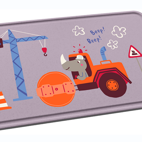 Koziol Connect Board Frühstücksbrettchen für Kinder organic grey trucks - Schneidebretter