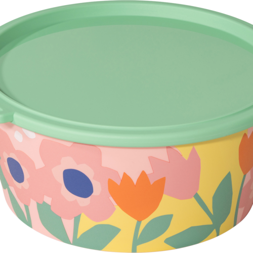 Koziol Nora Box Blooms Schale mit Deckel 2,2 Liter sweet pink/ mid green - Schüsseln & Schalen