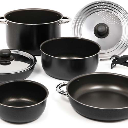 Berger Alu Topf-Set mit Antihaftbeschichtung stapelbar 9 teilig schwarz - Kochgeschirr-Sets