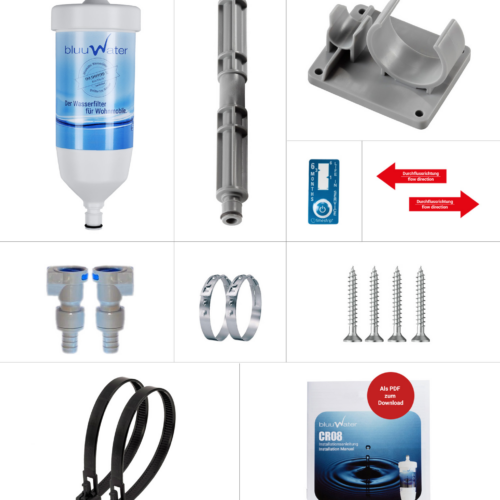 bluuwater CR08 Einbauset 10 mm Wasserfilter gerade - Trinkwasseraufbereitung