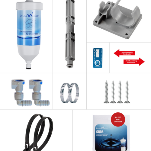 bluuwater CR08 Einbauset 10 mm Wasserfilter 90 Grad Winkel - Trinkwasseraufbereitung