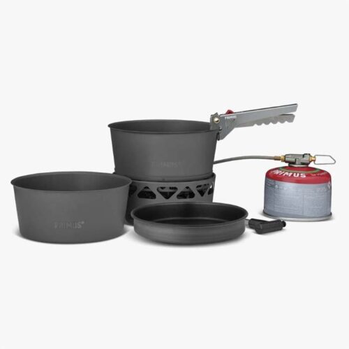 Primus PrimeTech Stove Set II Gaskocher 2000 W inklusive Kochgeschirrset 8 teilig Set 1 mit 1,3 Liter Töpfen - Kochgeschirr-Sets