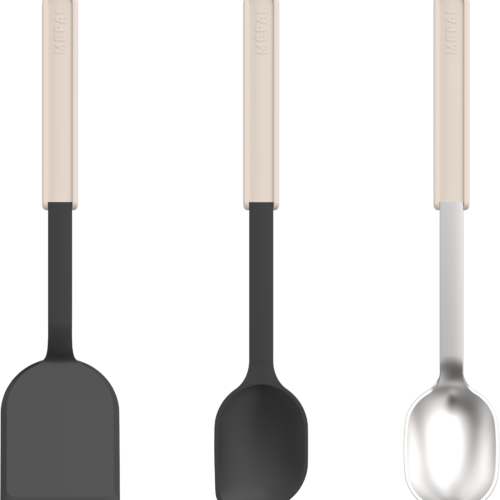 Mepal Chef It Kochset 3-teilig aus Polypropylen mit Pfannenwender, Rührlöffel und Servierlöffel chalk - Kochbesteck