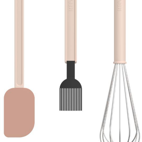 Mepal Chef It Backset 3-teilig aus Polypropylen mit Teigschaber, Backpinsel und Schneebesen groß chalk - Kochbesteck