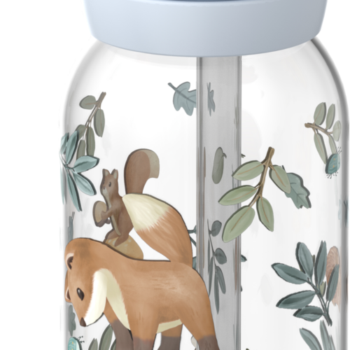 Mepal Campus Kinder Trinkflasche mit Trinkhalm und auslaufsicherem Verschluss 450 ml Forest Friends - Trinkflaschen