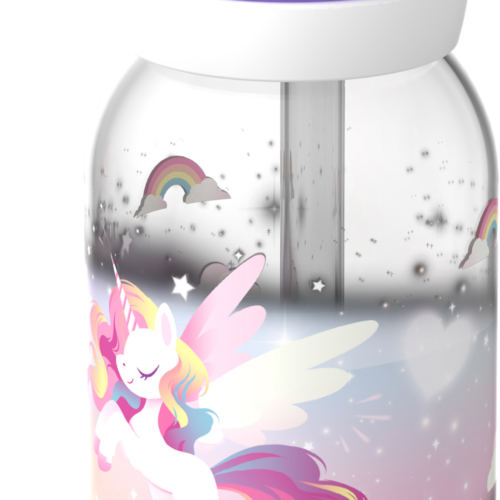 Mepal Campus Kinder Trinkflasche mit Trinkhalm und auslaufsicherem Verschluss 450 ml Unicorn Glow - Trinkflaschen