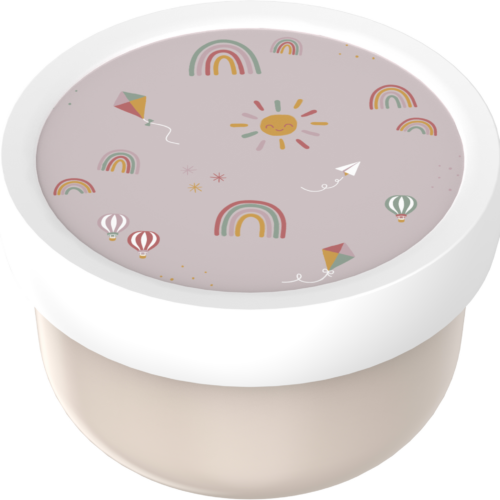 Mepal Campus Fruchtbox mit Gabel aus Polypropylen und auslaufsicherem Verschluss 300 ml Sunshine and Rainbow - Lebensmittelbehälter / Vorratsdosen