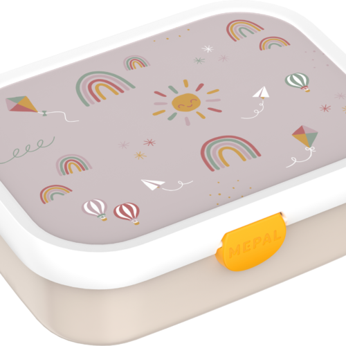 Mepal Campus Brotdose mit Bento-Einsatz aus Polypropyle mit herausnehmbarem Bento-Fach und Gabel 750 ml Sunshine and Rainbow - Lebensmittelbehälter / Vorratsdosen