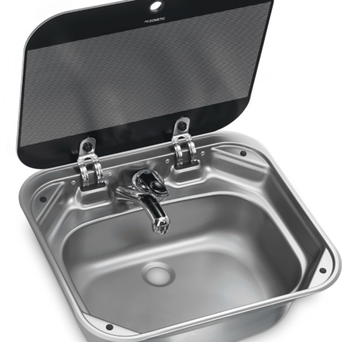 Dometic SNG 4237 Spüle Einbau Edelstahl mit Glasabdeckung 42 x 37 cm - Spülbecken