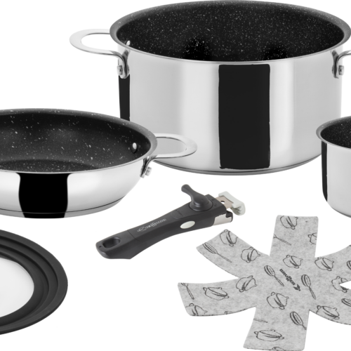 Brunner Academy Vacuum Kochtopfset 5+1 stapelbar Ø 22 cm - Camping-Töpfe