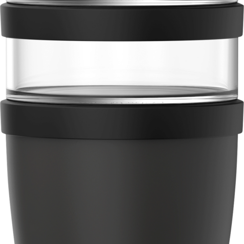 Mepal Ellipse Lunchpot 3-teilig mit drei getrennten Fächern und auslaufsicher 500 ml und 2x 200 ml nordic black - Lebensmittelbehälter / Vorratsdosen