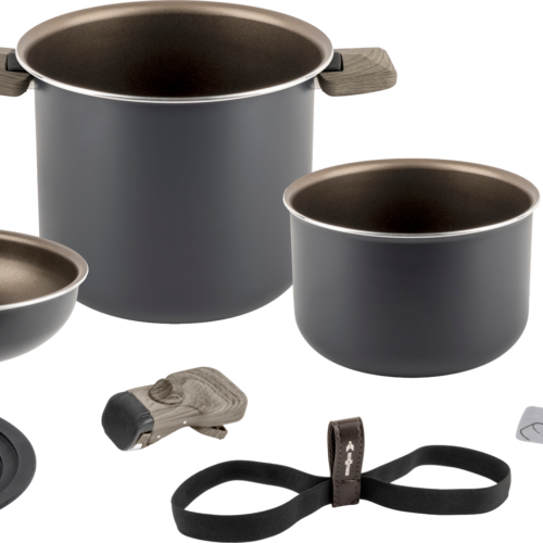 Brunner Torralta Spacemaster Kochtopfset 7-teilig Aluminium stapelbar Ø 18 cm - Camping-Töpfe