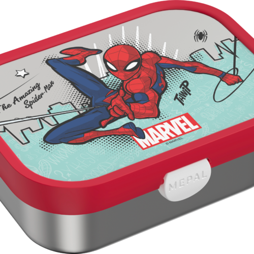 Mepal Campus Brotdose Edelstahl mit Bento-Einsatz und Gabel 750 ml Spiderman - Lebensmittelbehälter / Vorratsdosen