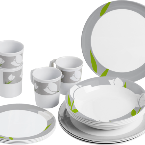 Brunner Tulip Geschirrset 16-teilig rutschhemmend BPA-frei und unzerbrechlich - Kunststoff und Melamin Geschirr-Sets