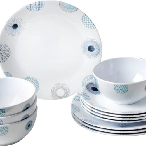 Brunner Midday Deep Sea Melamin Geschirrset rutschhemmend BPA-frei unzerbrechlich 12-teilig - Kunststoff und Melamin Geschirr-Sets