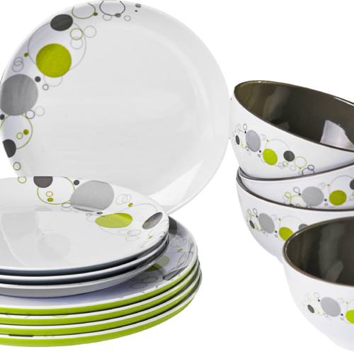 Brunner Midday Space Melamin Geschirrset rutschhemmend BPA-frei unzerbrechlich 12-teilig - Kunststoff und Melamin Geschirr-Sets