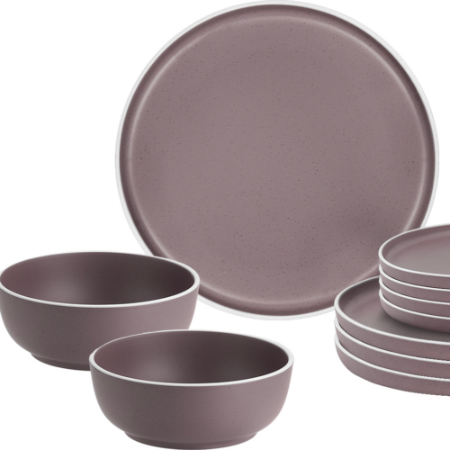 Brunner Midday Dolomit rose Geschirrset Melamin Mineral 12-teilig Porzellan-Touch Antirutsch BPA-frei - Kunststoff und Melamin Geschirr-Sets